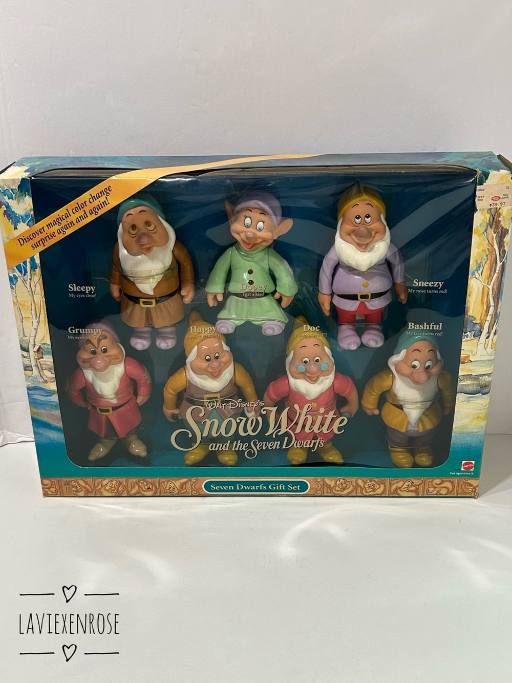 🆕 Vintage Disney Snow White and the Seven Dwarfs Color Changing Figures Gift Set